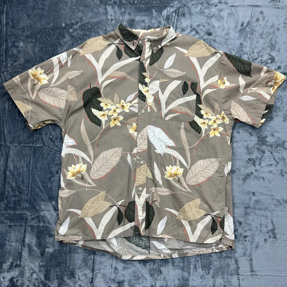 Vintage Ralph Lauren Chaps 90's Hawaiian Button Up Men's XL Floral‎ 100% Cotton